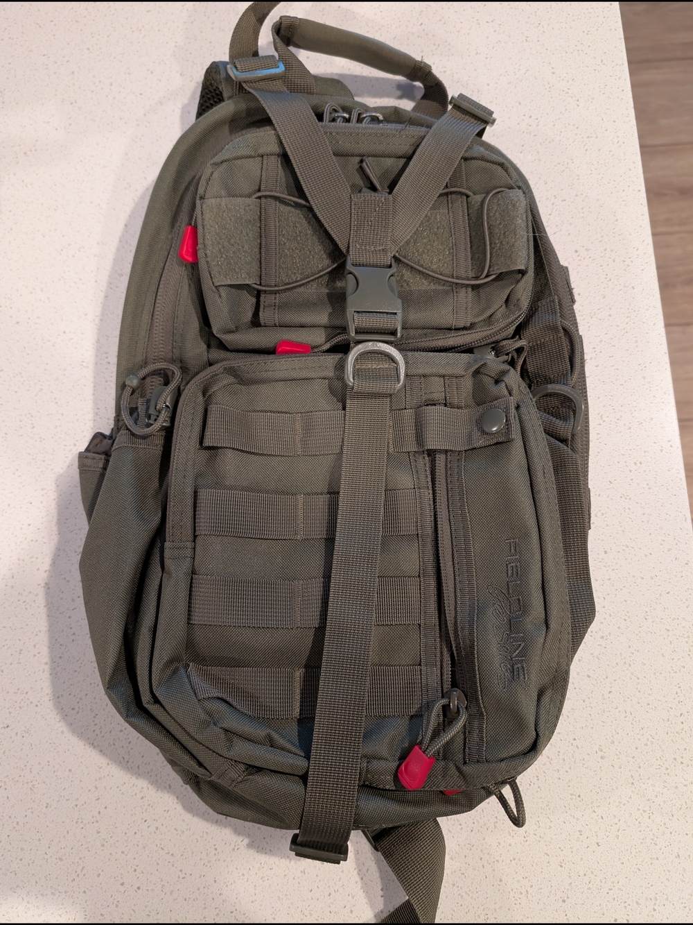 OD Green Tactical Sling Backpack with MOLLE Organization